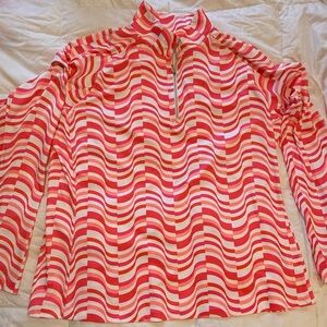 Neon Pink & Coral Lady Hagen 1/4 Zip Long Sleeve Athletic Top XXL